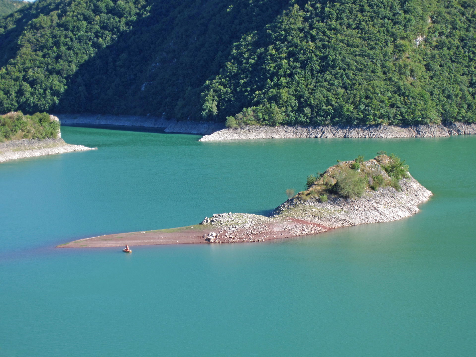 An island at Sjenica Lake, formed after submerging the terrain …