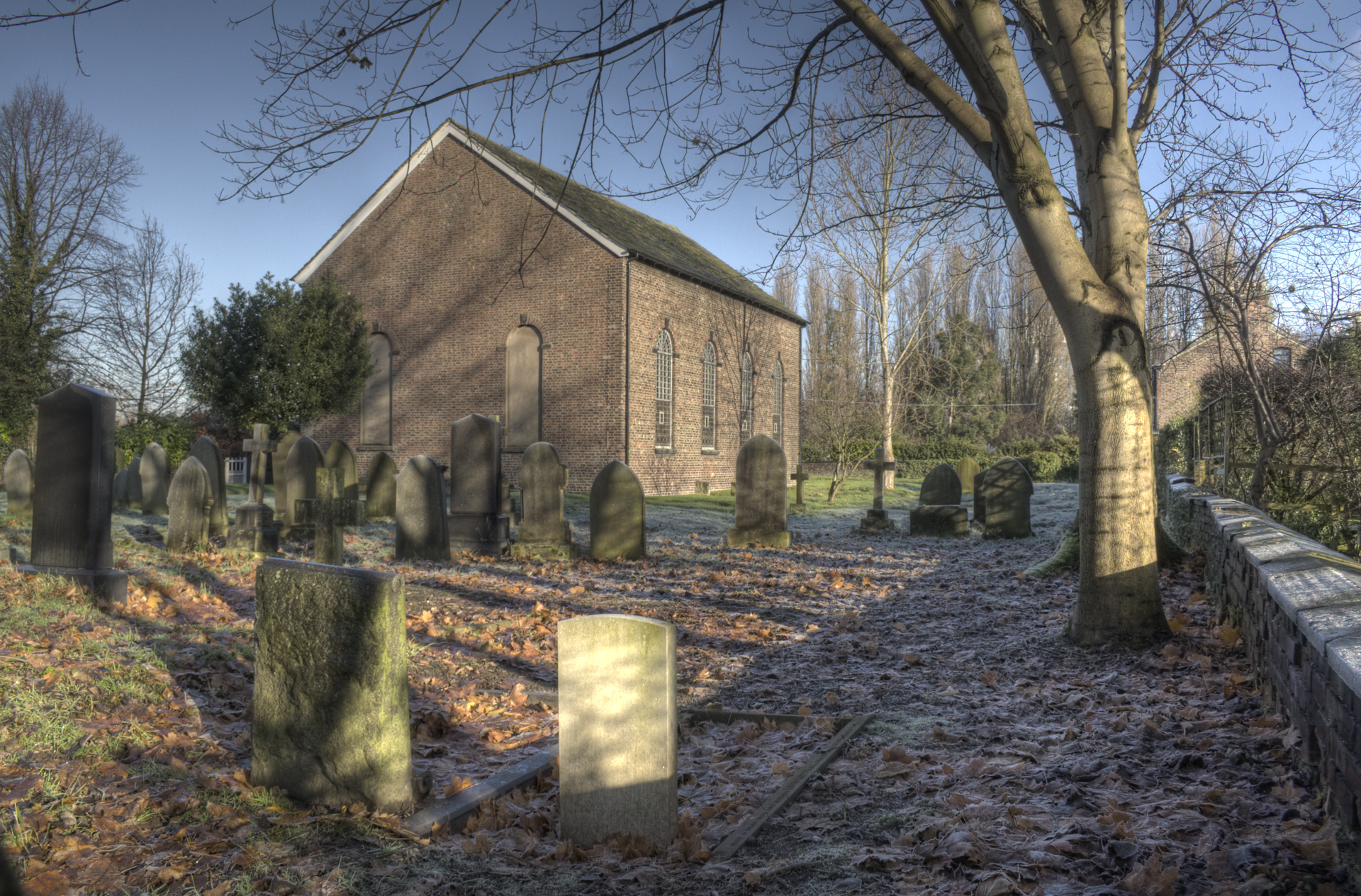 The rear and side of St George's Church in Carrington, Greater …