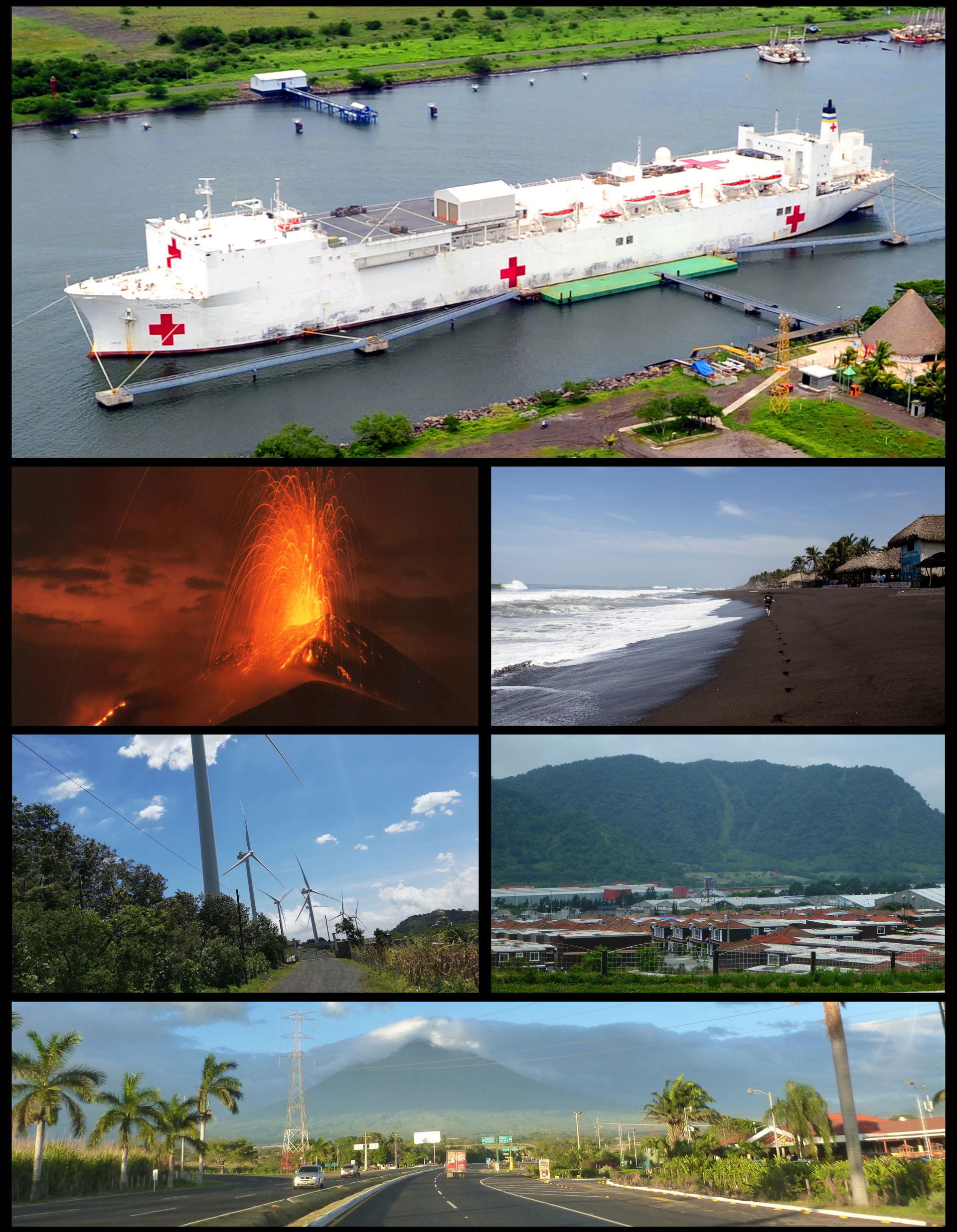 Puerto Quetzal, Pacaya Volcano, Puerto San Jose, wind farm in s…