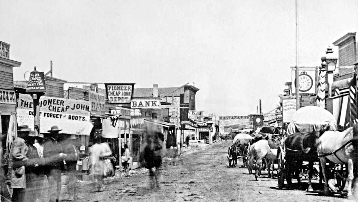 Helena, Montana, U.S., Main Street in the 1860s
Source: Bradbur…