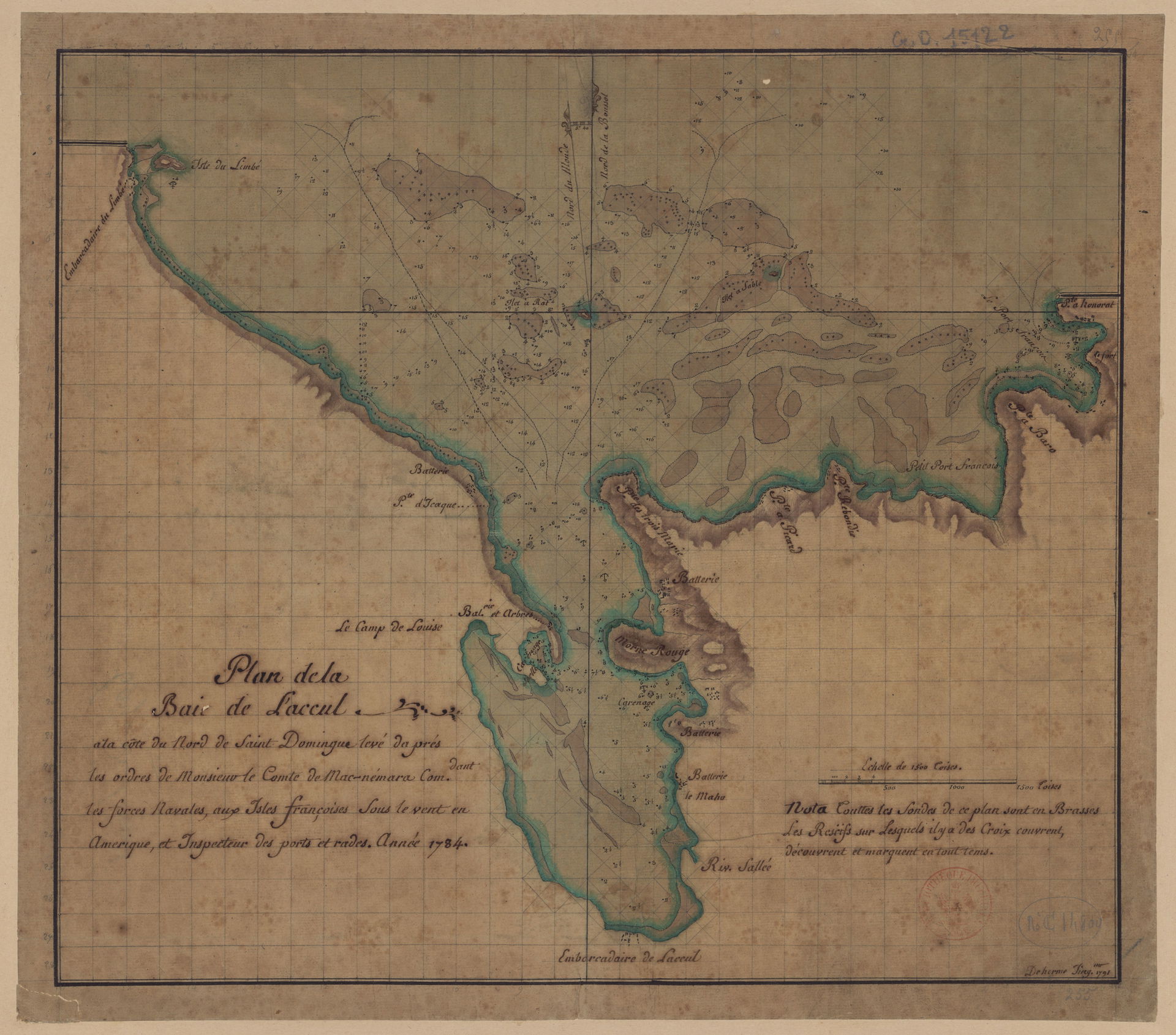 Sujet : Acul, Baie de l'
Échelle(s) : Echelle de 1500 Toises [=…