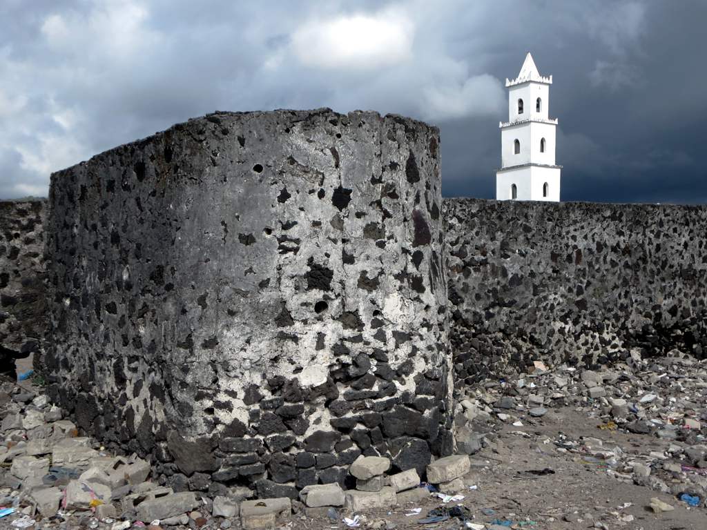 This stone wall originally built to keep out Malagasy pirates n…