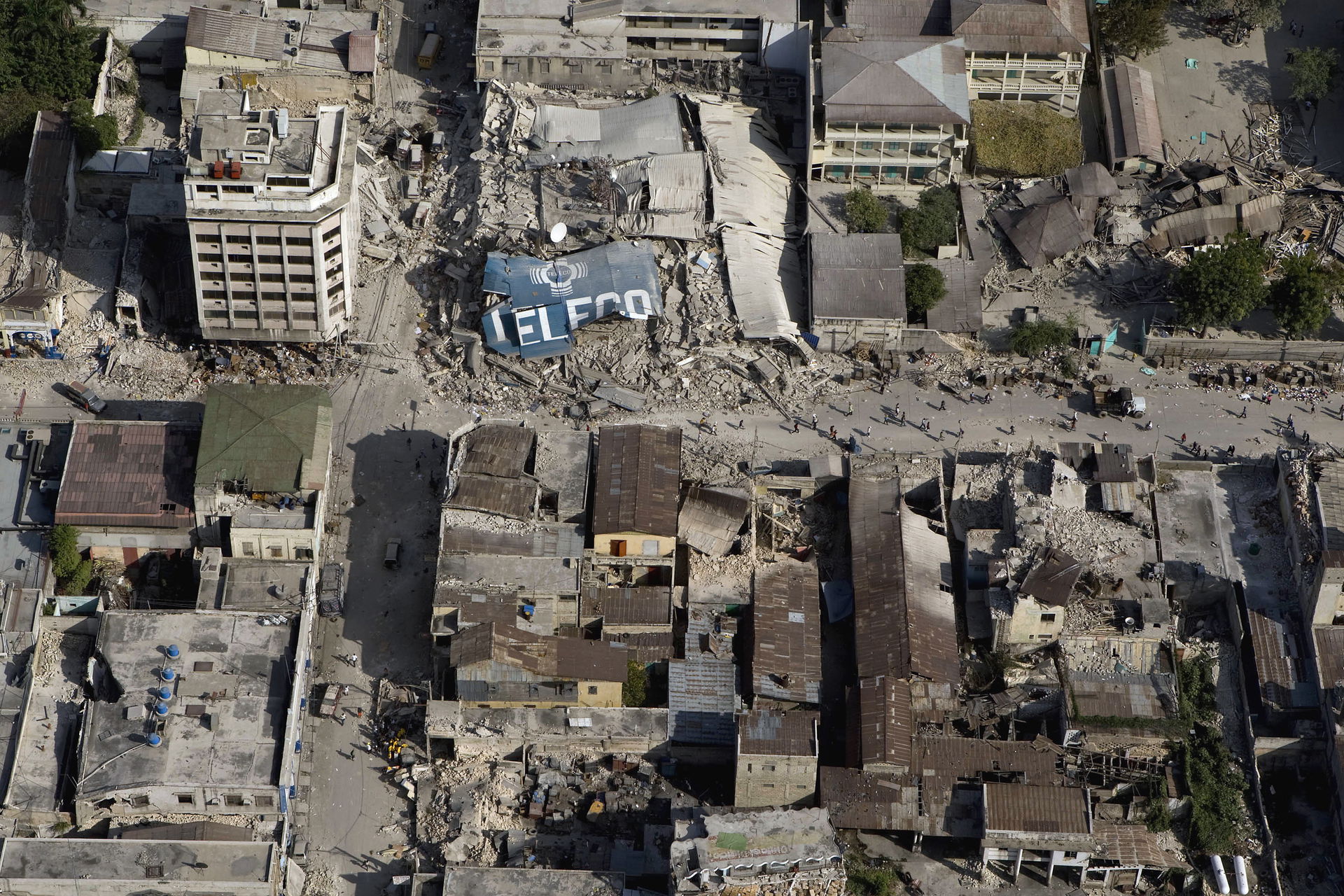 The downtown core shows the damage after an earthquake measurin…