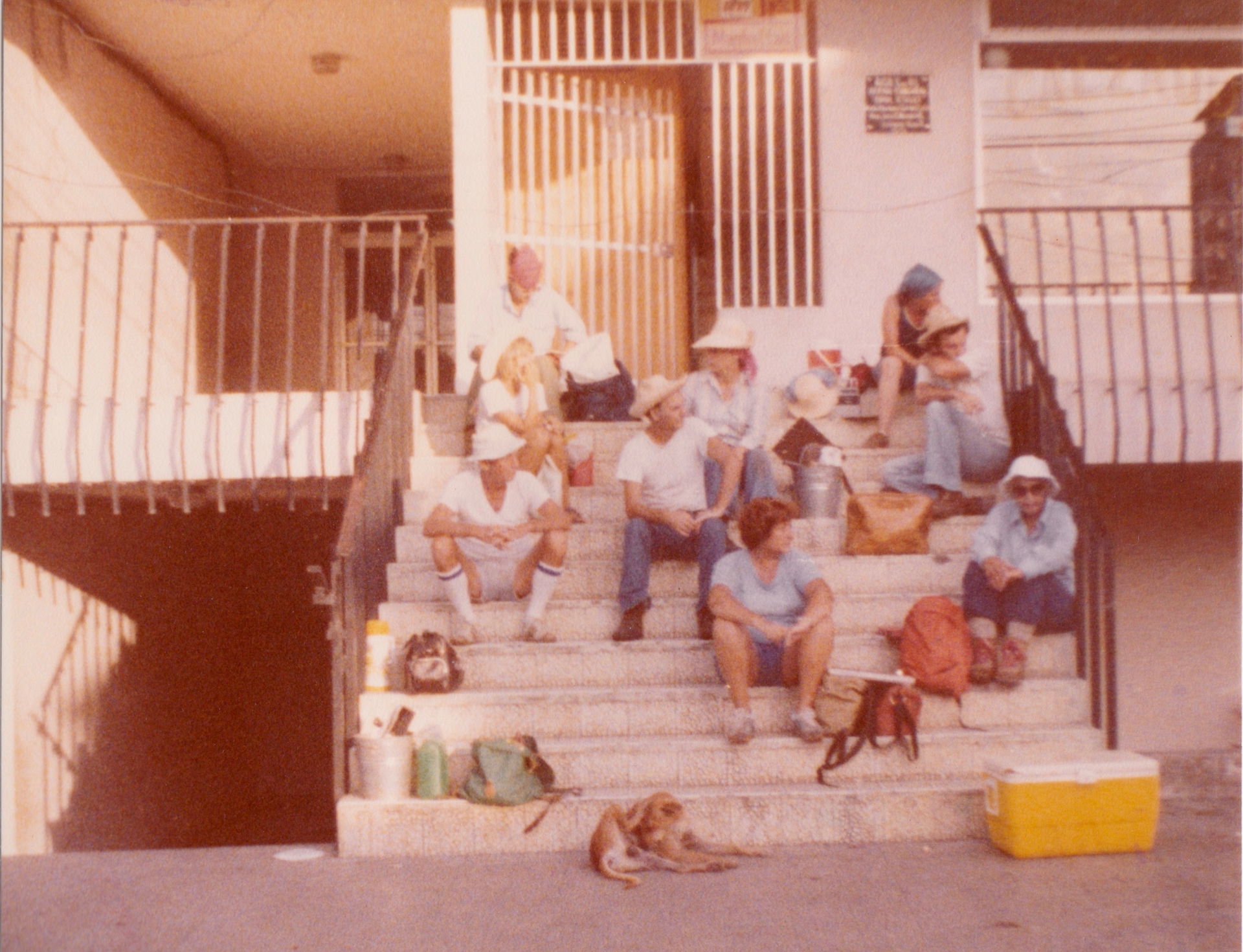 San Pedro Sula, 1980. Archaeology group waiting for transport …