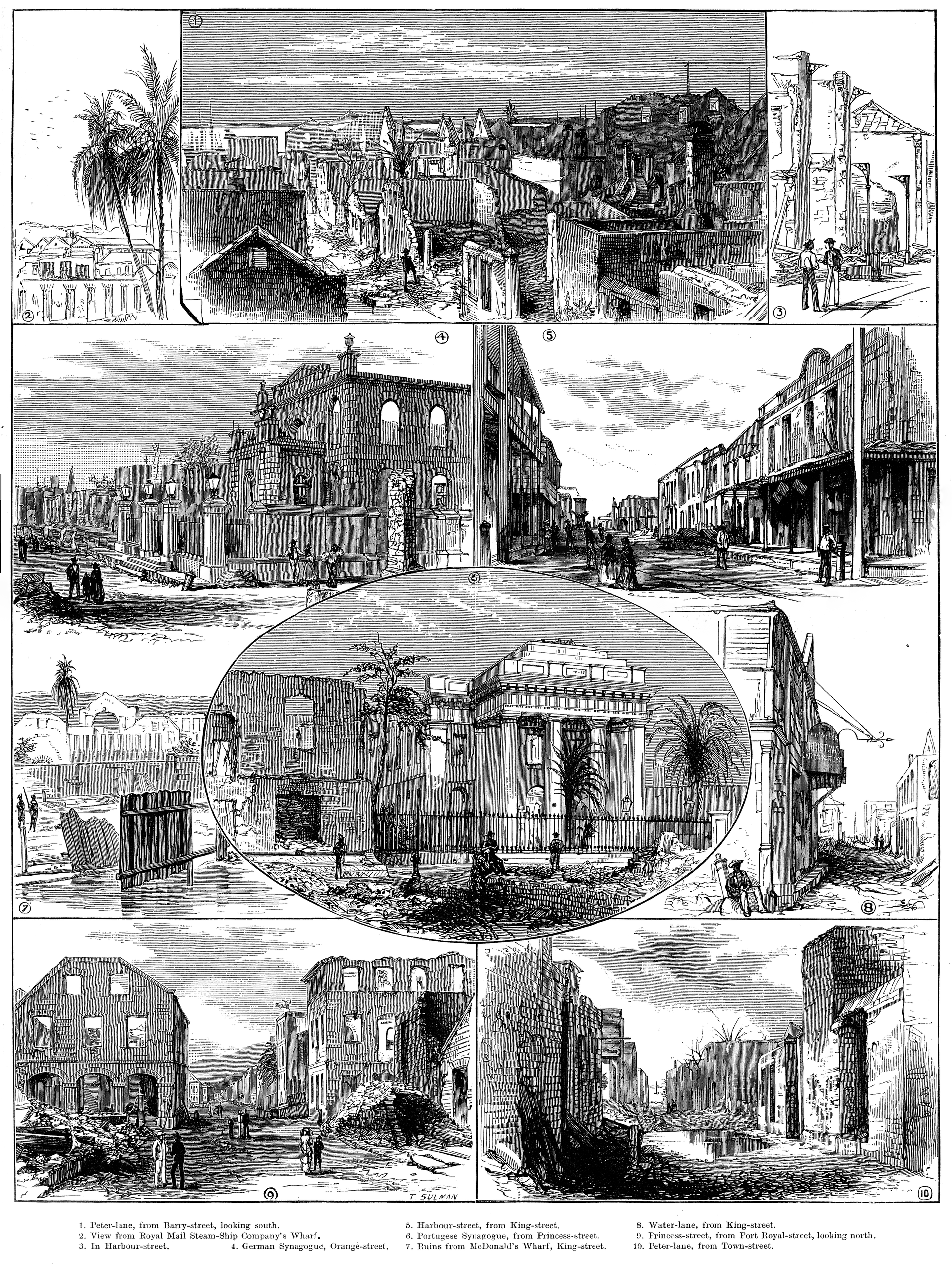 The ruins of the 1882 fire that swept through the lower half of…