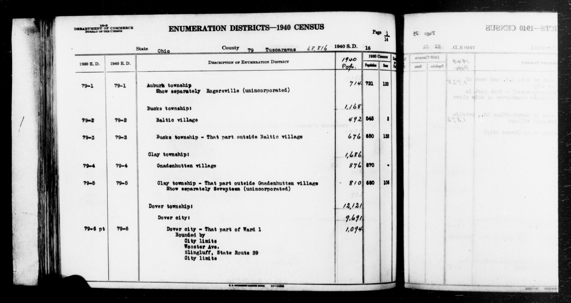 Scope and content: This item lists Enumeration Districts for:
…