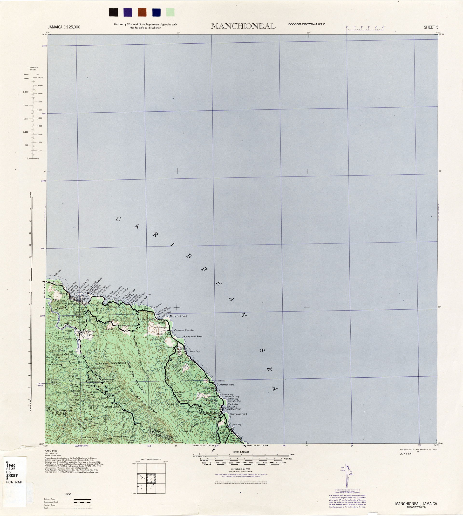 Manchioneal - (2.4MB) - Jamaica, Series E621, 1:125,000, U.S. A…
