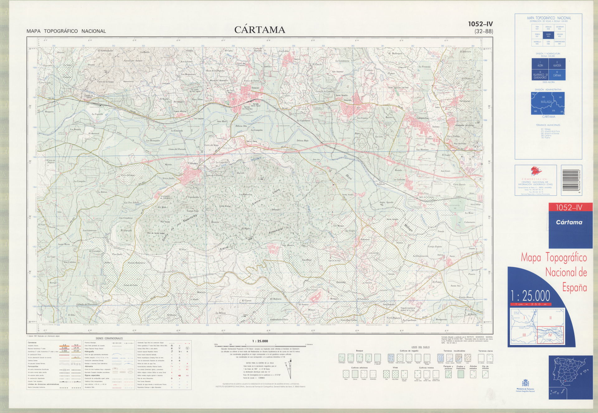 Fragment 1052c4 of the National Topographic Map of Spain in 199…