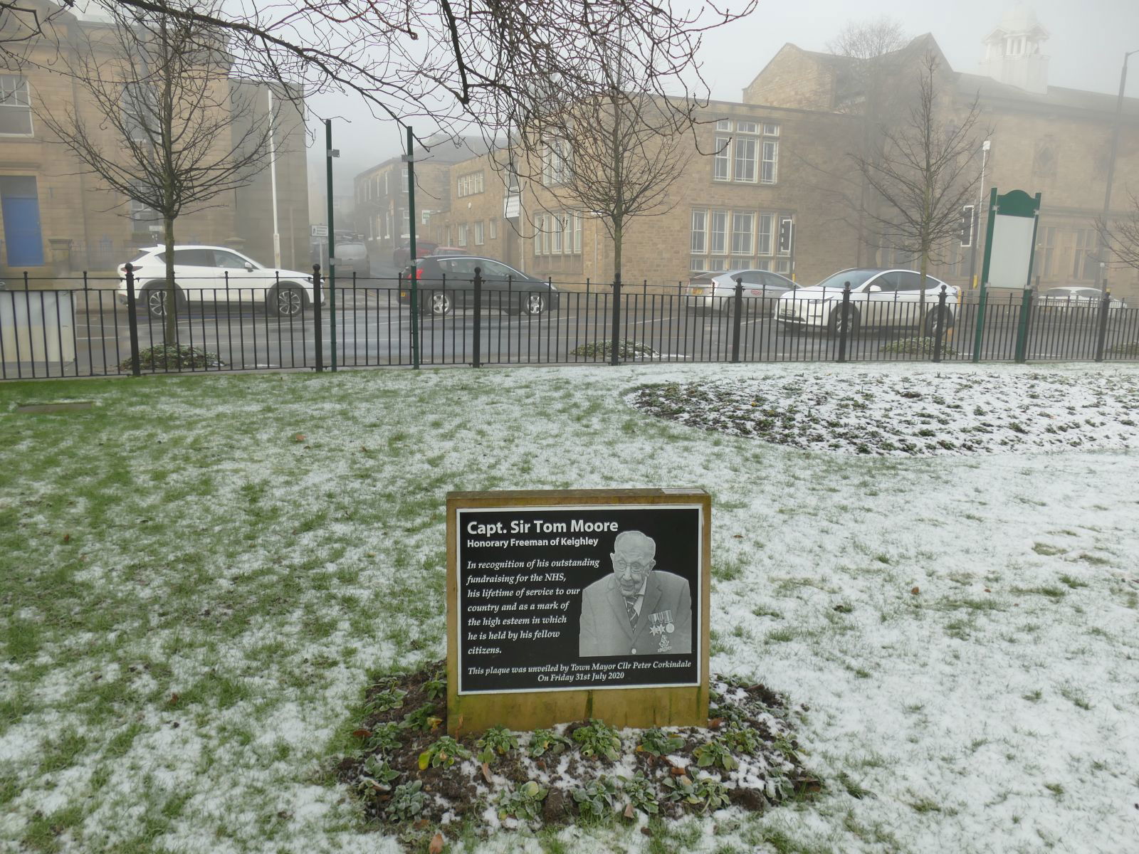 Sir Tom Moore memorial, Keighley Town Hall Square