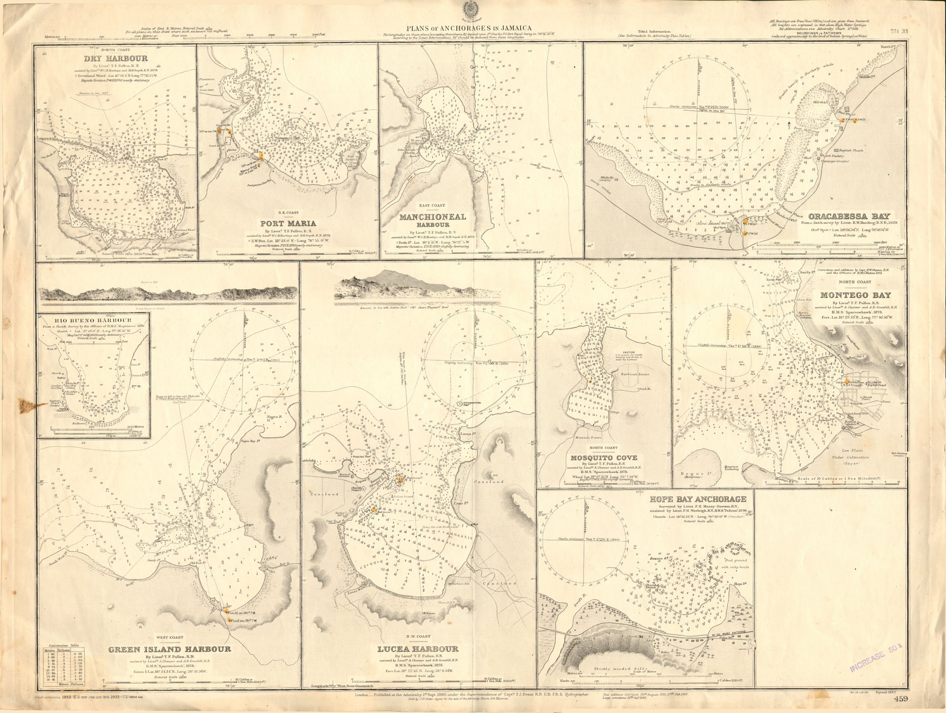 Nautical chart of Plans of Anchorages in Jamaica. Not current -…