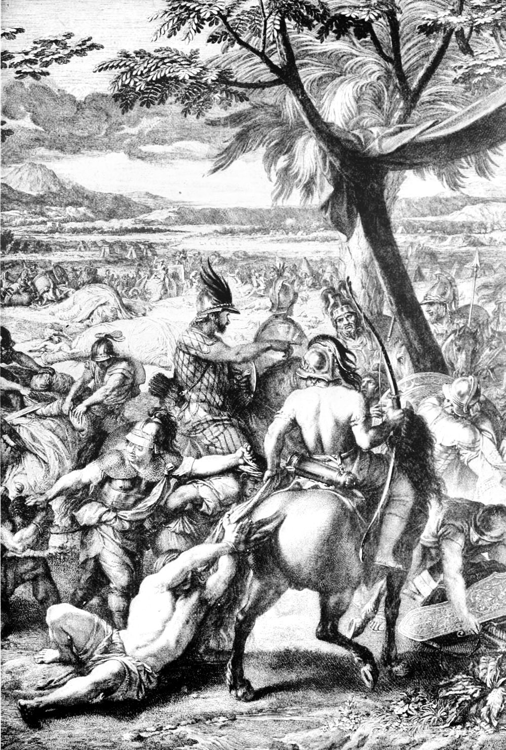 Black and white detail of this painting ("Alexander and Porus" …