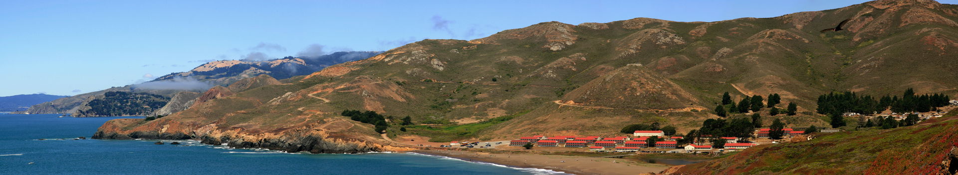 Fort Cronkhite and Rodeo Beach. The bird in the upper right cor…