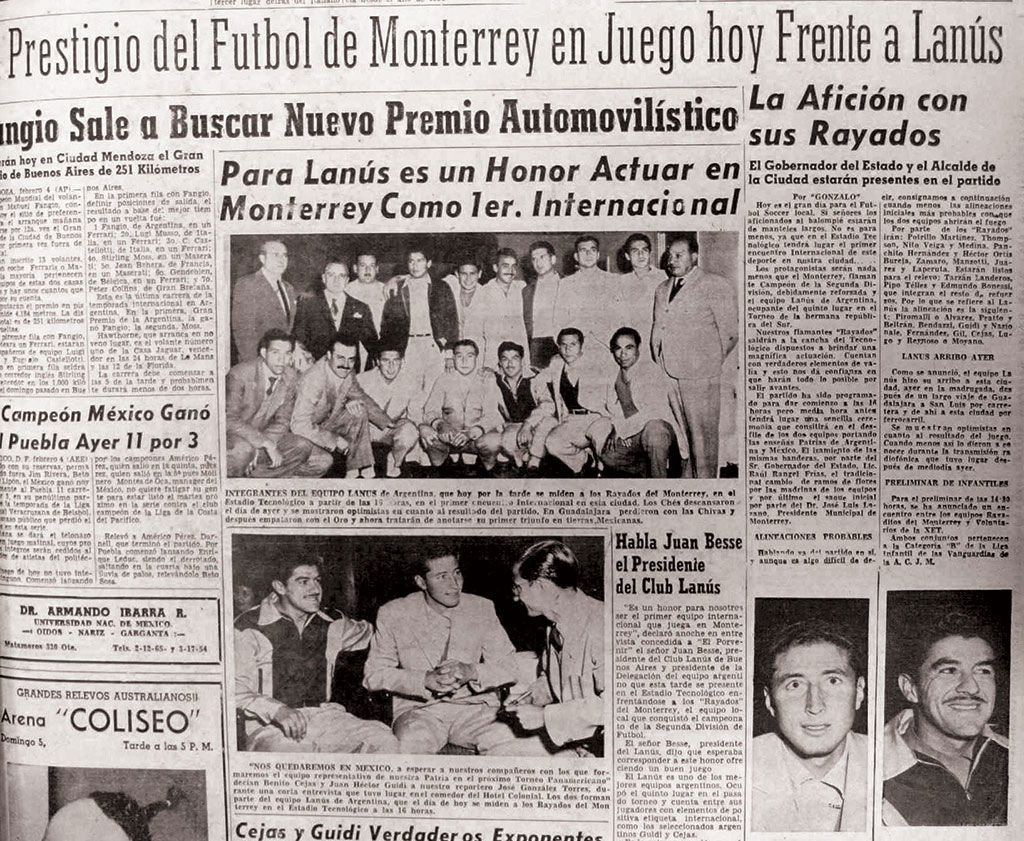 Monterrey vs Lanús, Amistoso internacional 1956