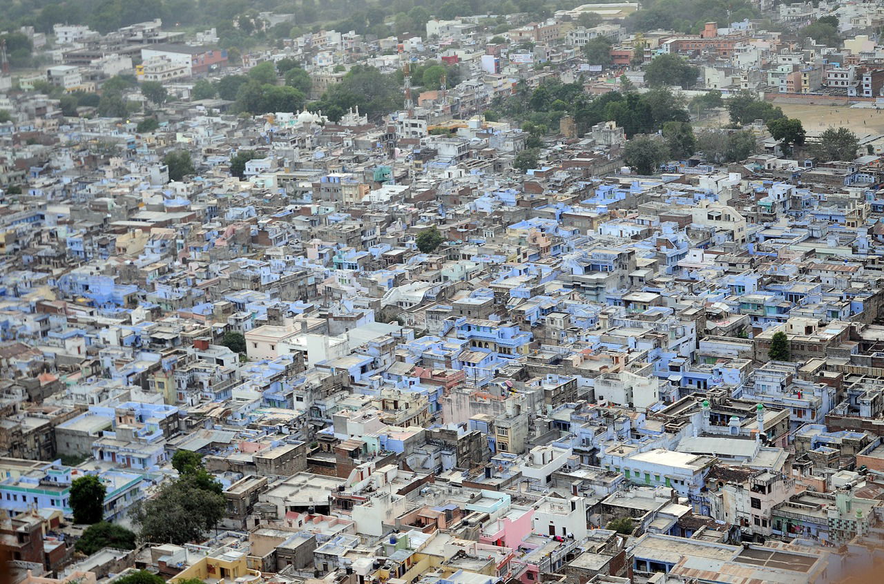 The township of Chittaurgarh as seen from the Fort as the sun s…