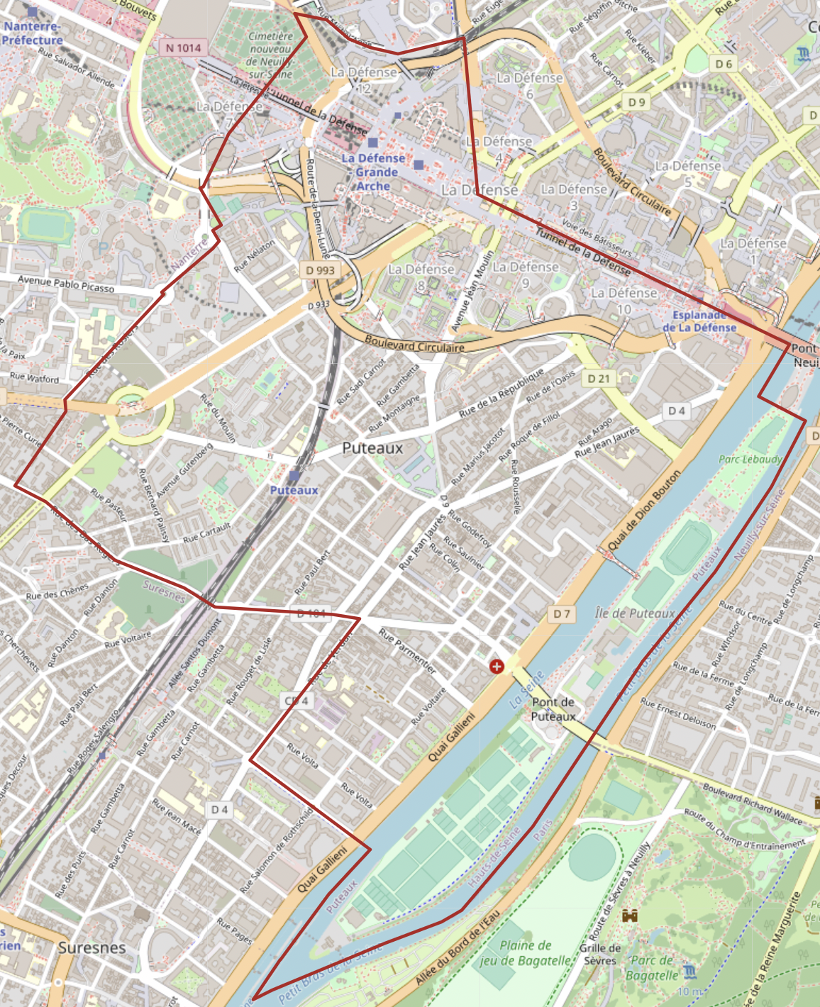 Carte OSM de Puteaux, Hauts-de-Seine