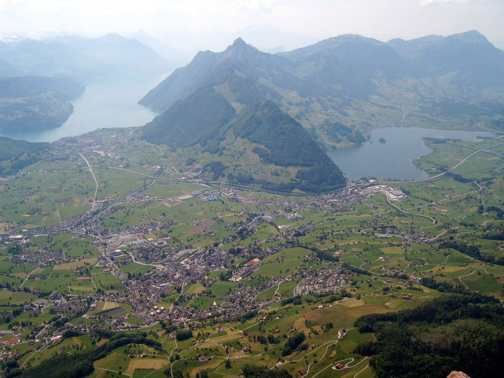 Schwyz with Lake Lucerne, Mount Rigi and Lake Lauerz, seen from…