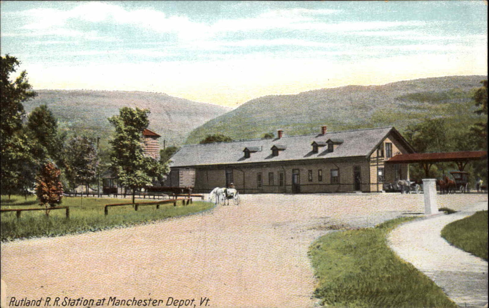 Divided back postcard of Manchester Depot, postmarked in 1908 t…