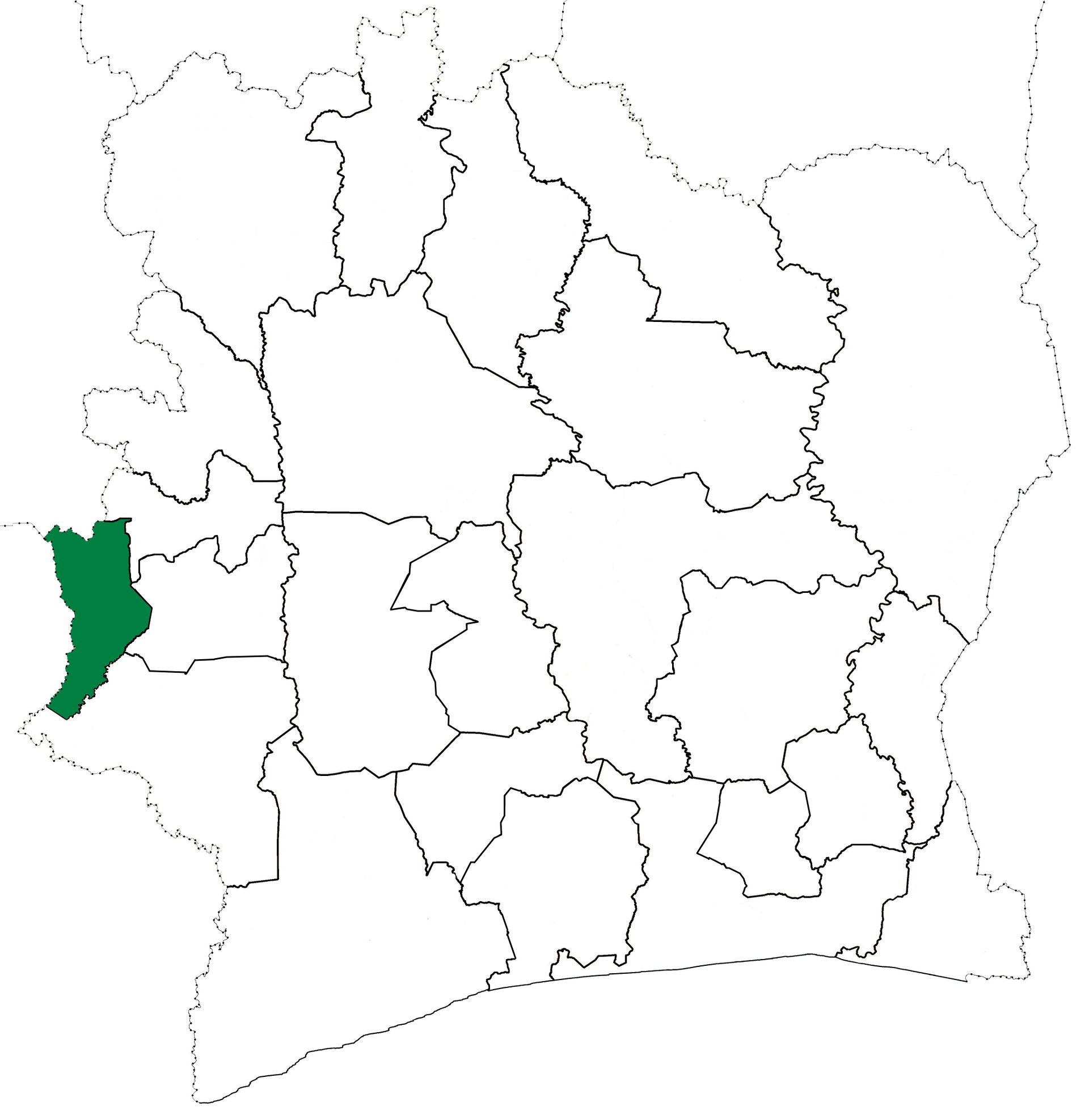 Locator map for Danané Department in Côte d'Ivoire when the 24 …