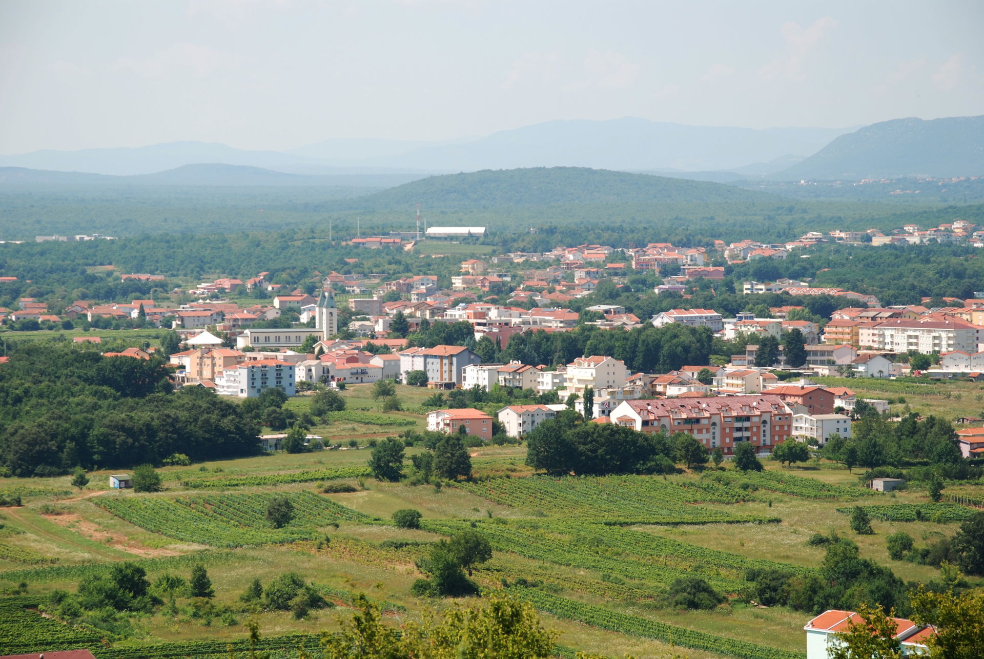 Panoramic view of Međugorje from Podbro mountain, Bosnia and He…
