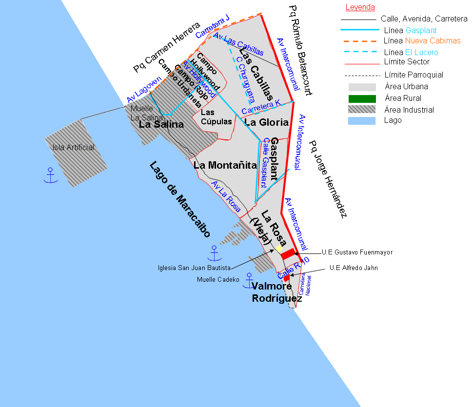 Mapa de la Parroquia La Rosa, Municipio Cabimas, Zulia, Venezue…
