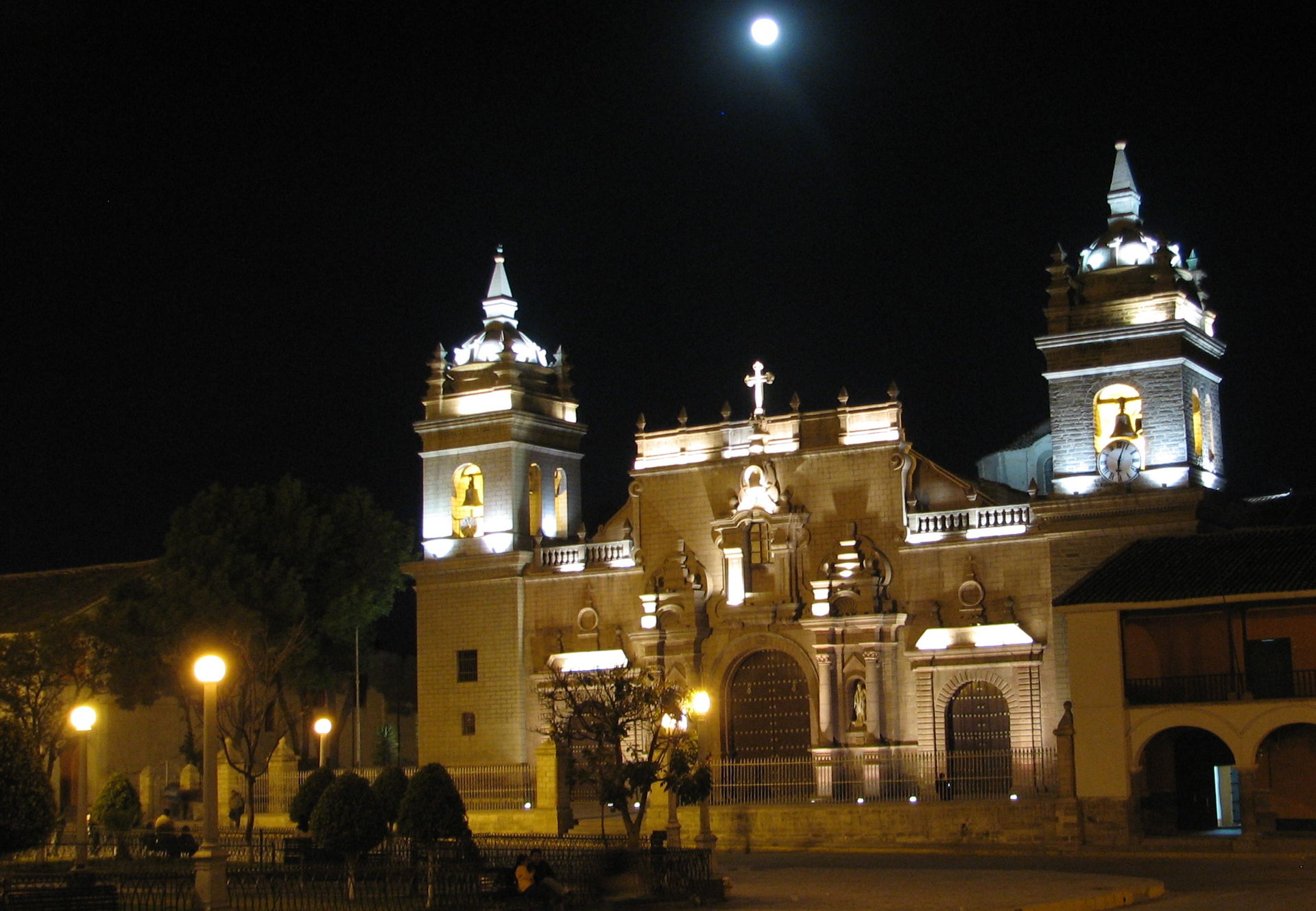 Ayacucho church by night, Ayacucho, Peru.