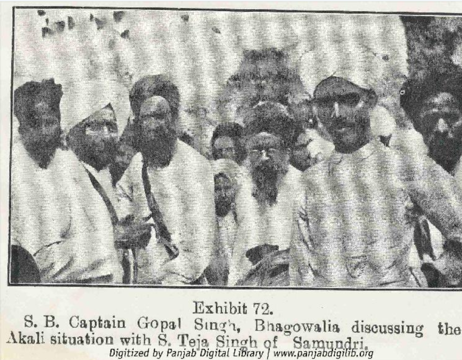 S. B. Captain Gopal Singh Bhagowalia (center) with Akali Leader…