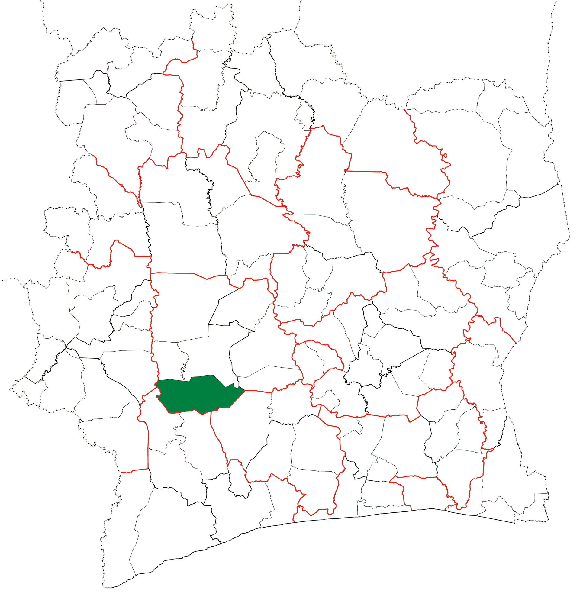 Locator map for Issia Department in Côte d'Ivoire.