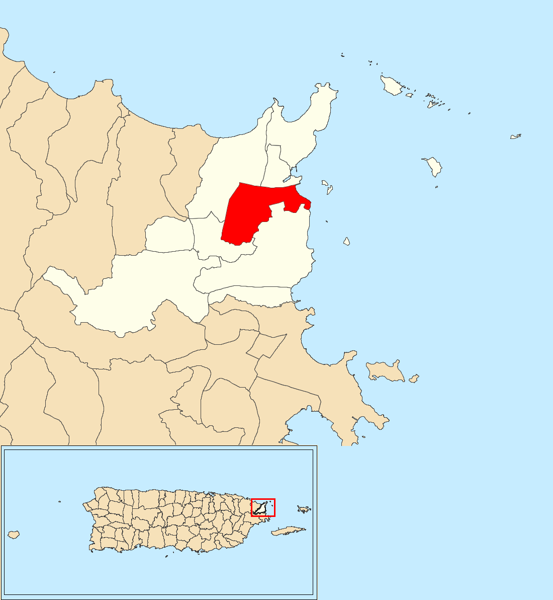 Fajardo barrio-pueblo, Fajardo, Puerto Rico locator map