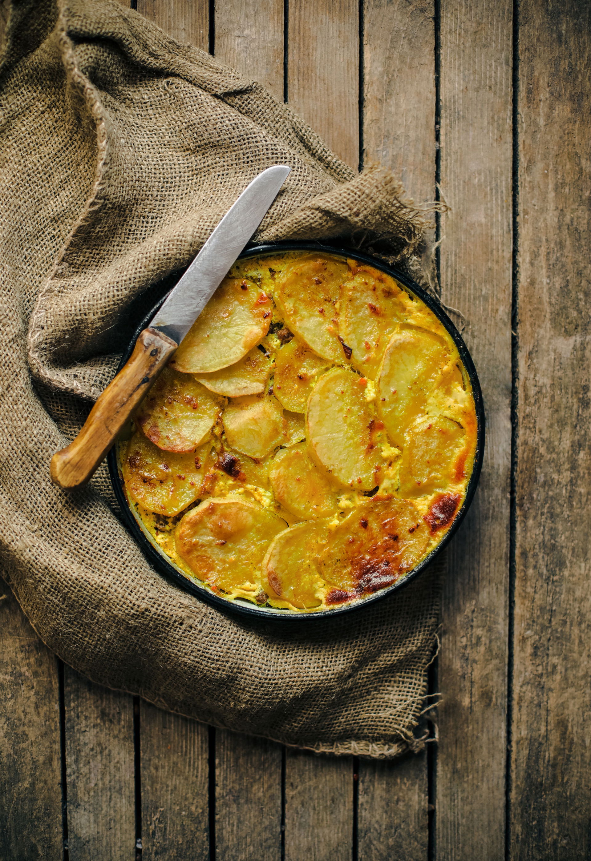 A traditional Macedonian potato-based moussaka