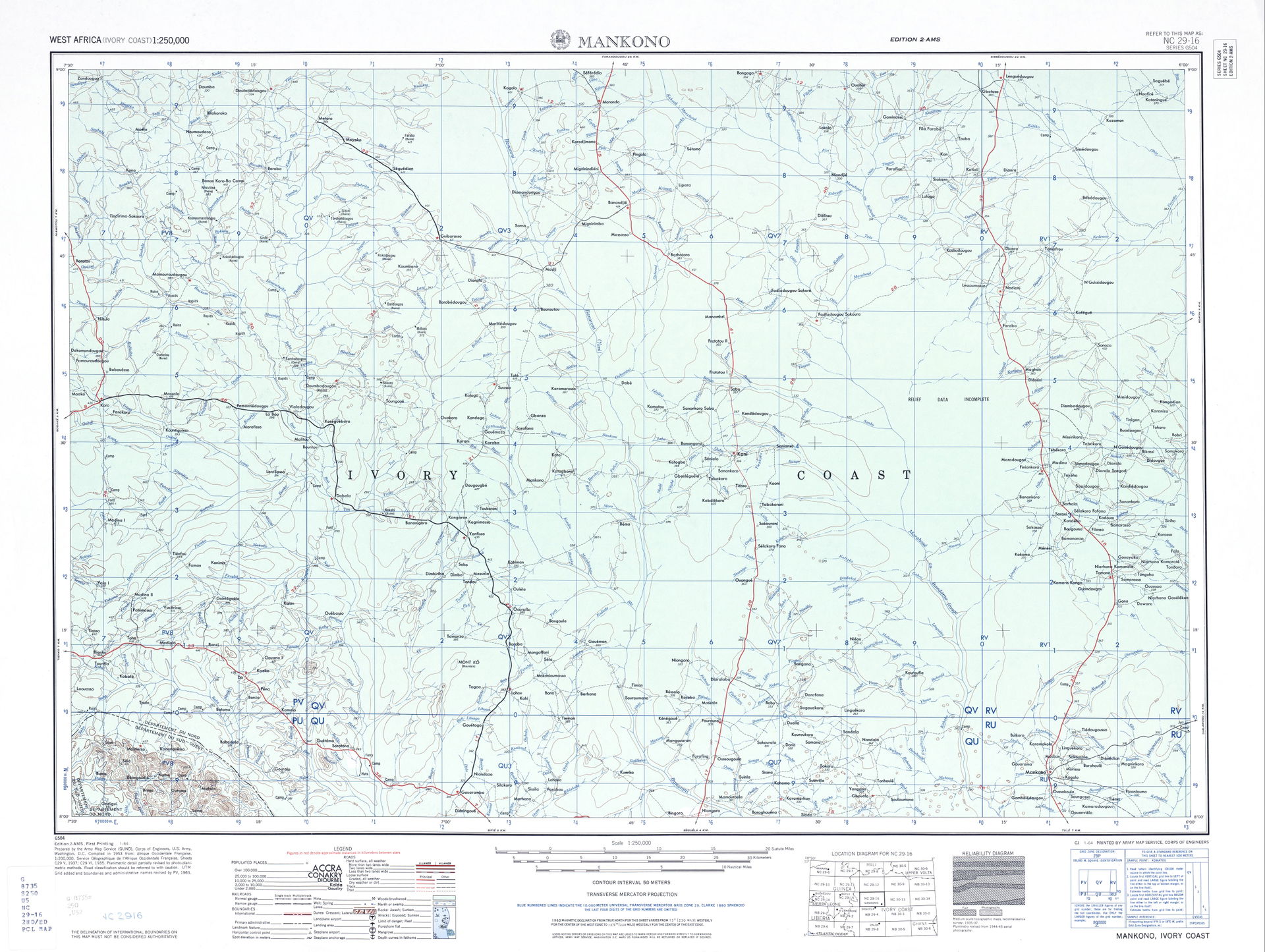 NC 29-16 Mankono - (3.5 MB) - West Africa, Series N504, 1:250,0…