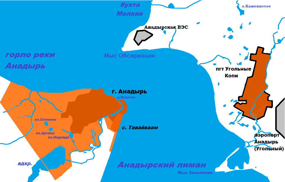 Map of Anadyr (Russia)