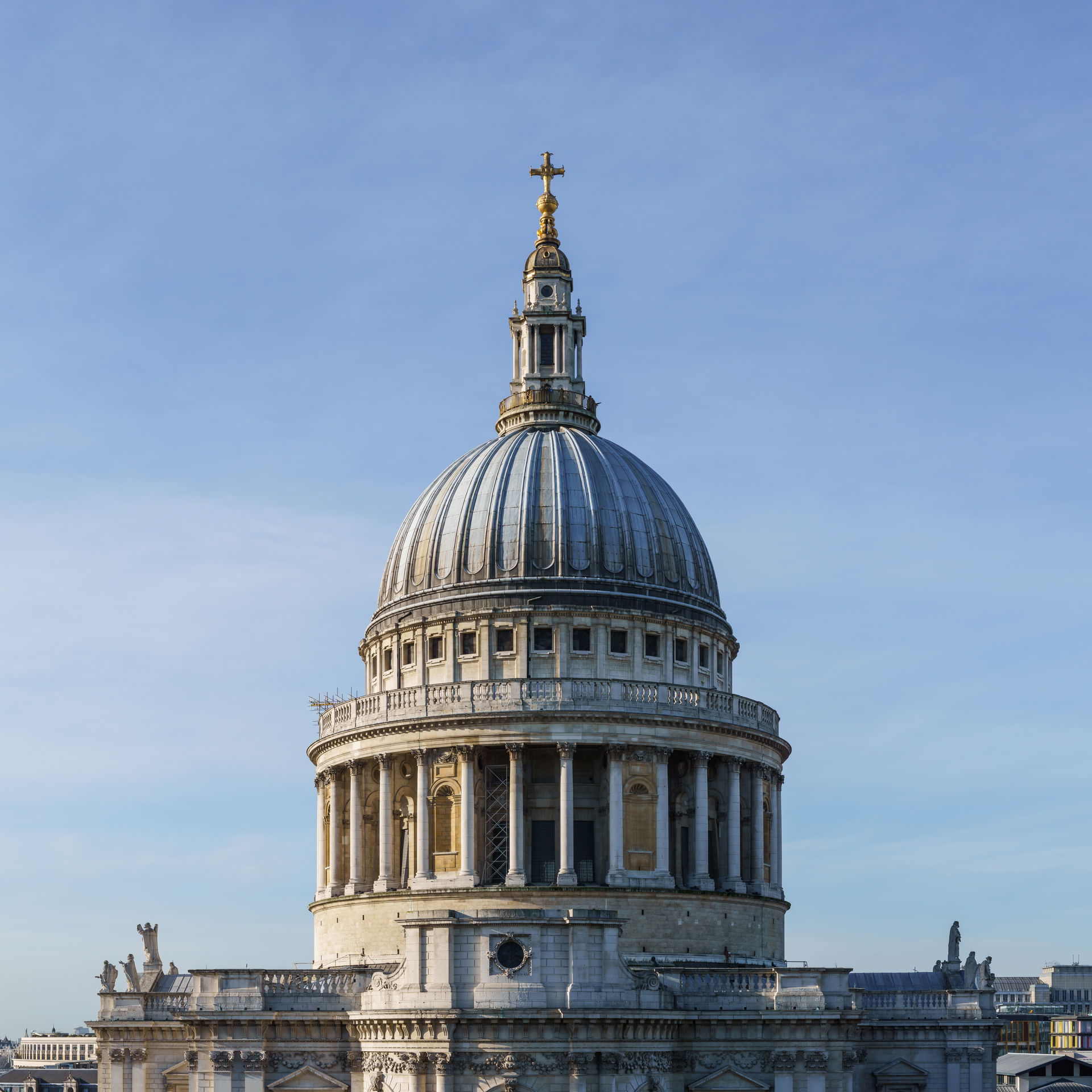 The dome of St Paul's Cathedral. Looking west on the roof terra…