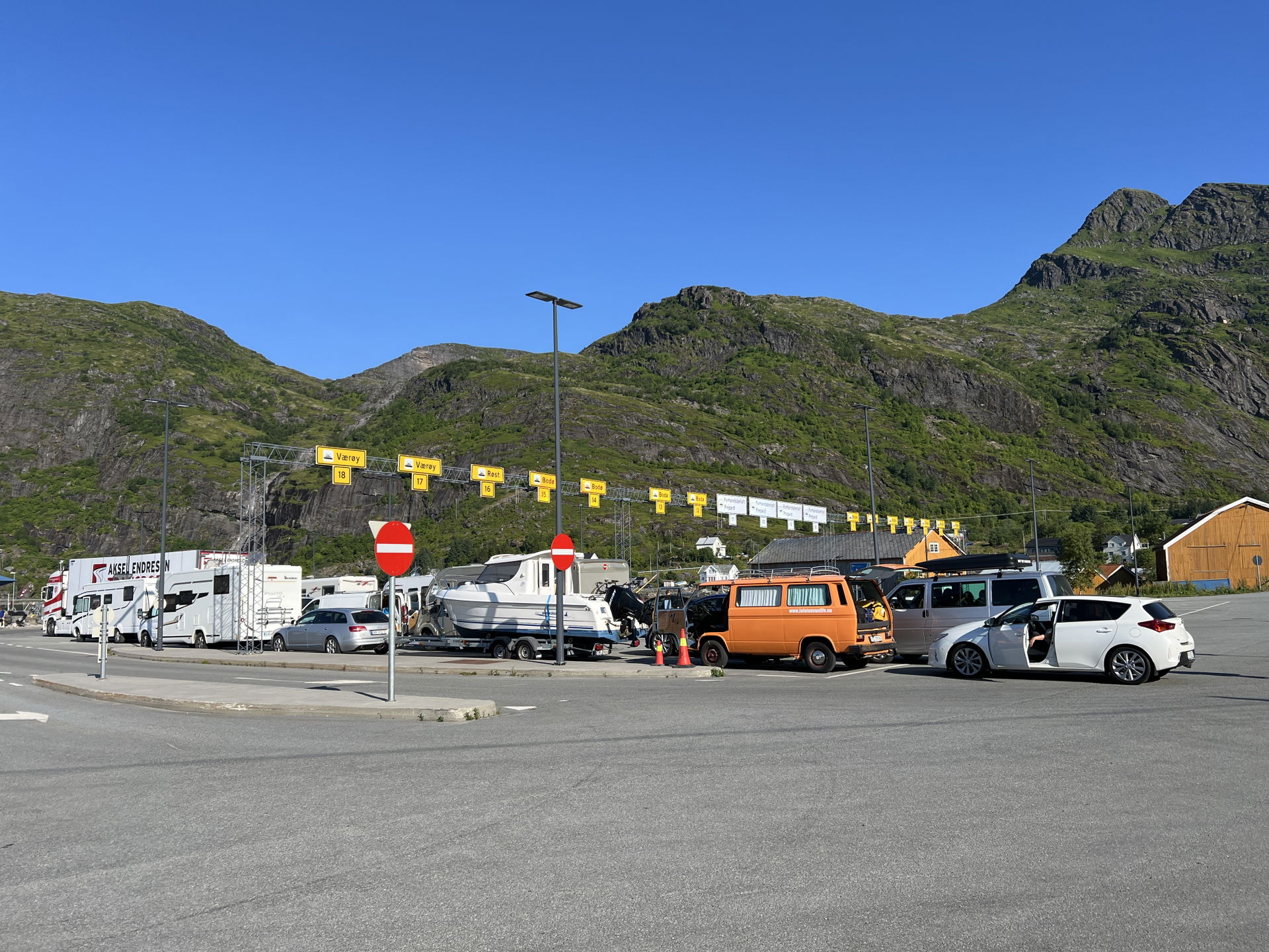 Ferry port in Moskenes, Nordland, Norway. Shortly after the fer…