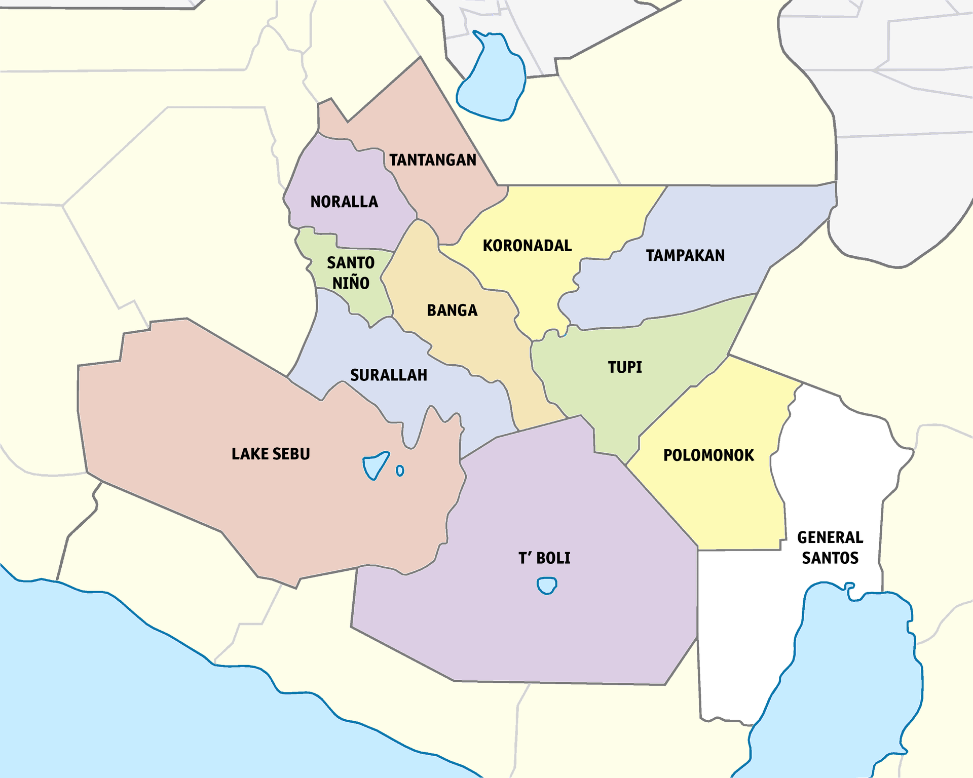 Political map of South Cotabato and Koronadal City (Regional ce…
