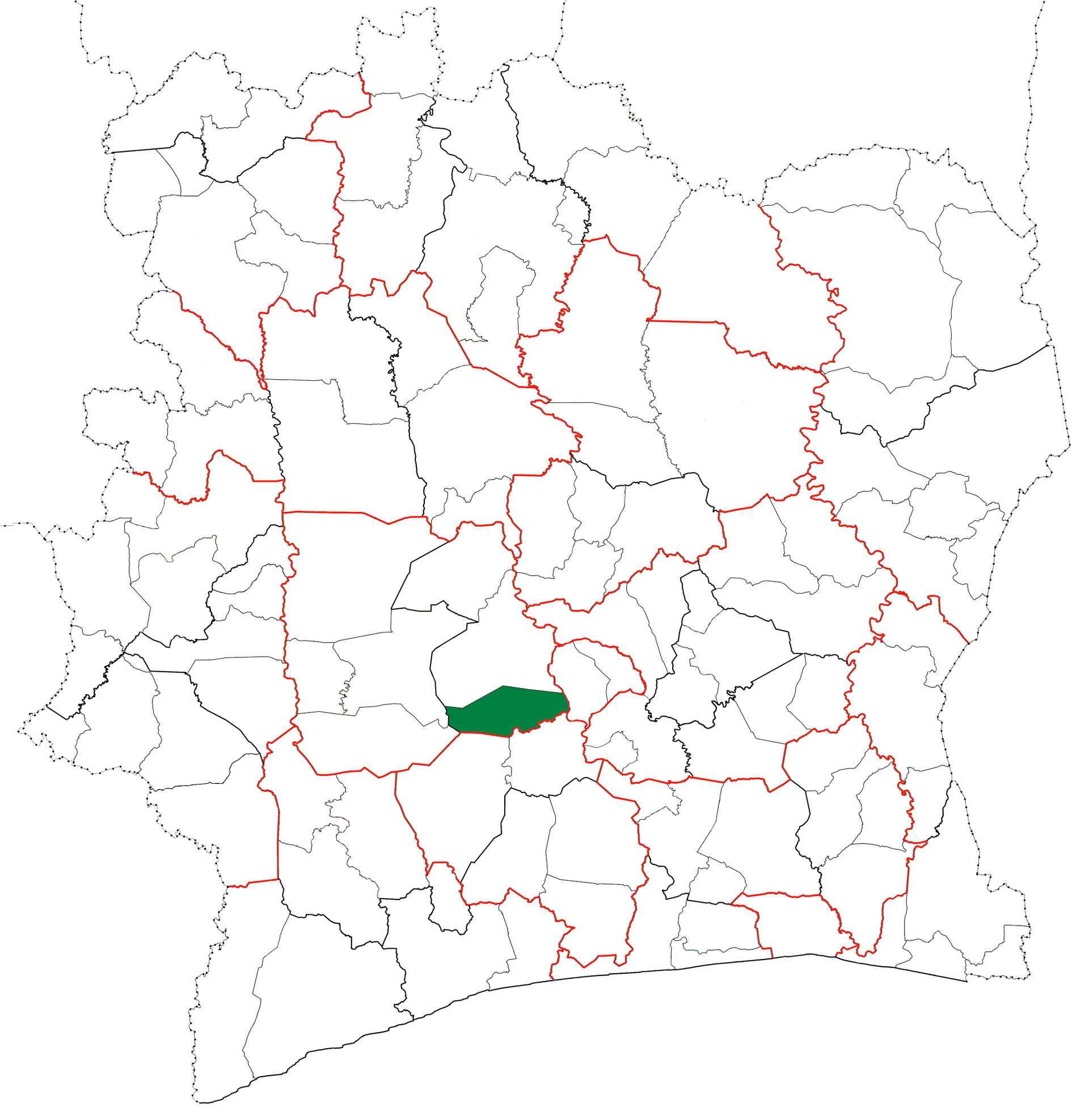 Locator map for Sinfra Department in Côte d'Ivoire.