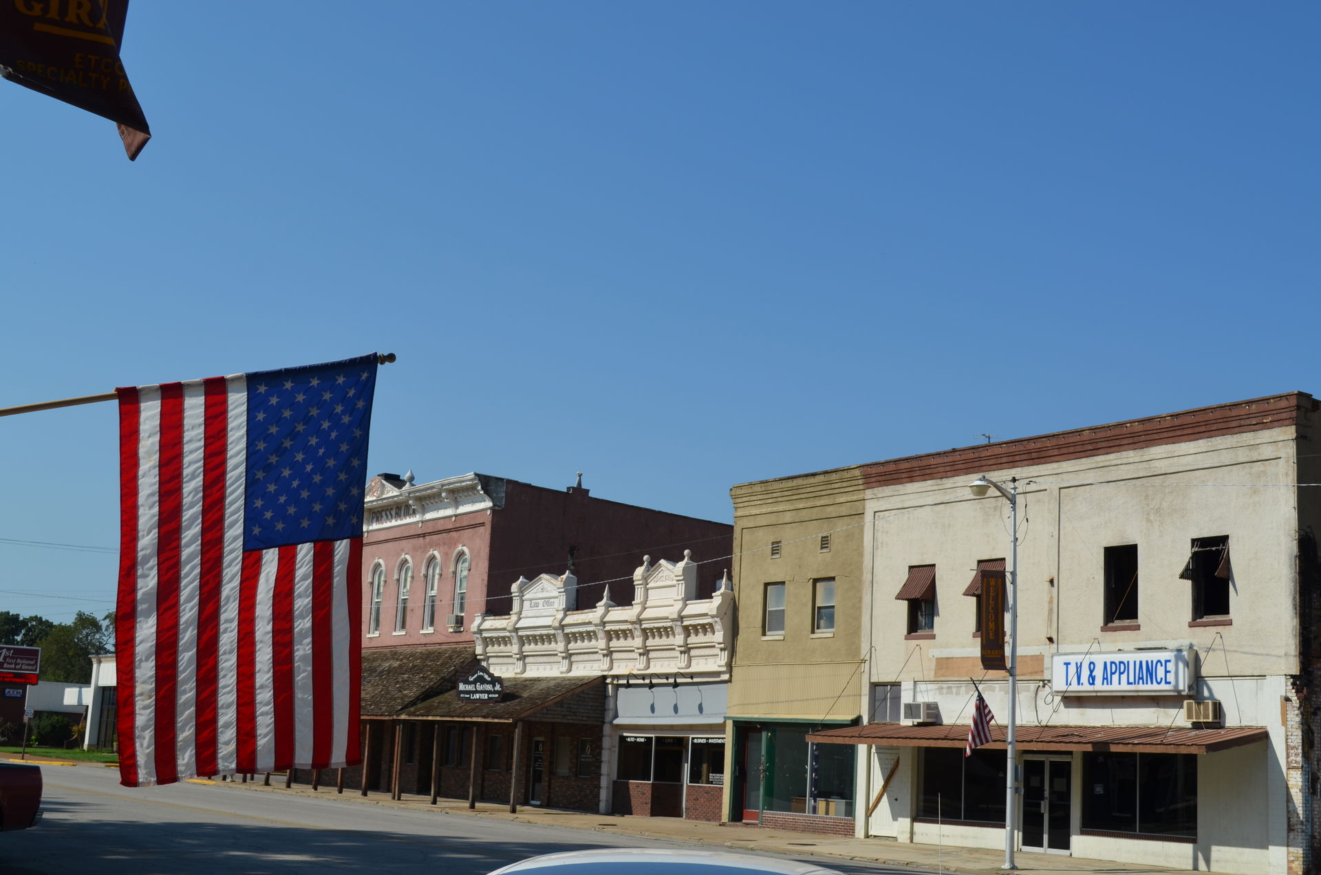 Stores on the town square of Girard, Kansas