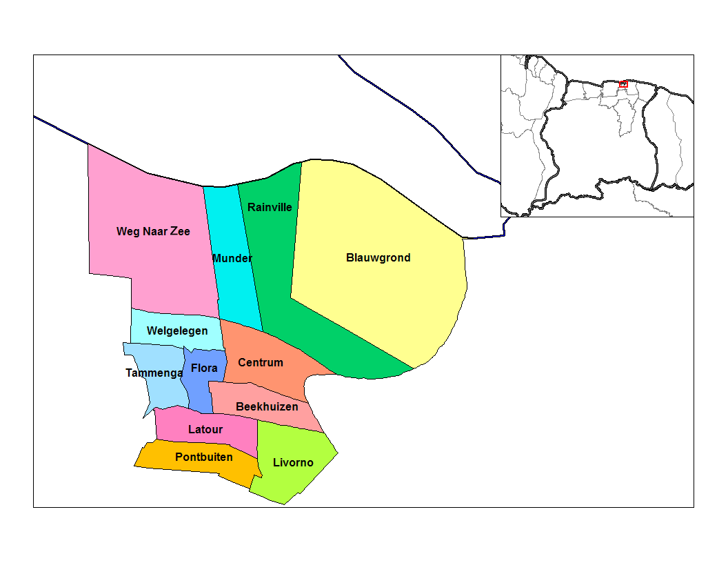 Graphic Showing the different resorts in the capital of Surinam…
