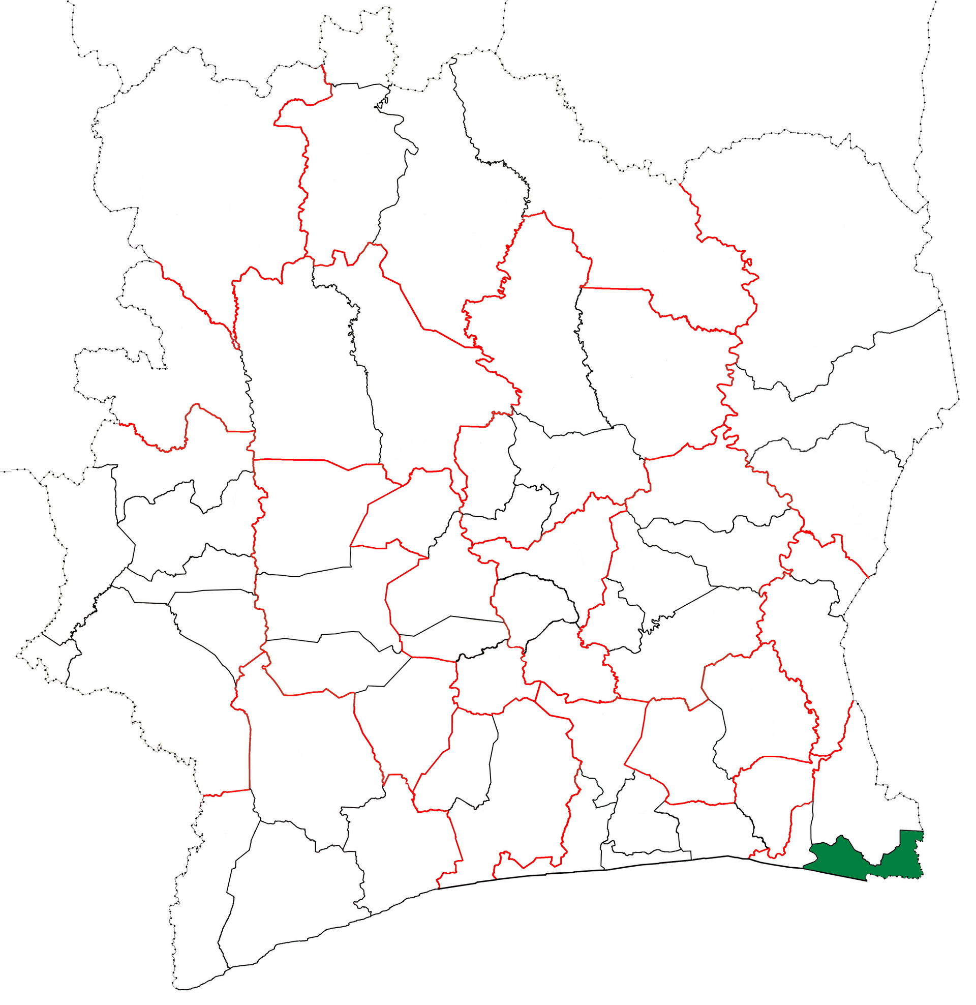 Locator map for Tiébissou Department in Côte d'Ivoire when it w…