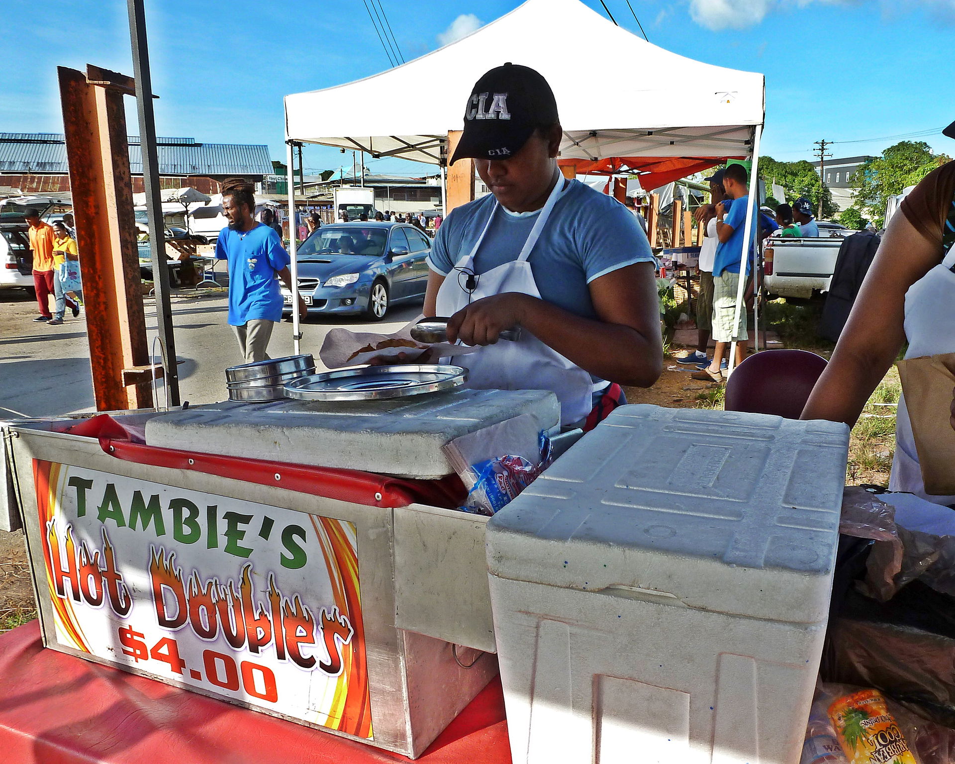 One of the many Doubles vendors in Marabella, South Trinidad