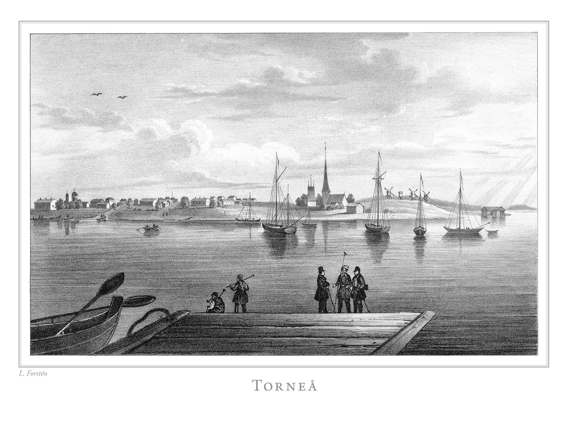 Torneå, litografi av Lennart Forstén (1817-1886) publicerad i F…