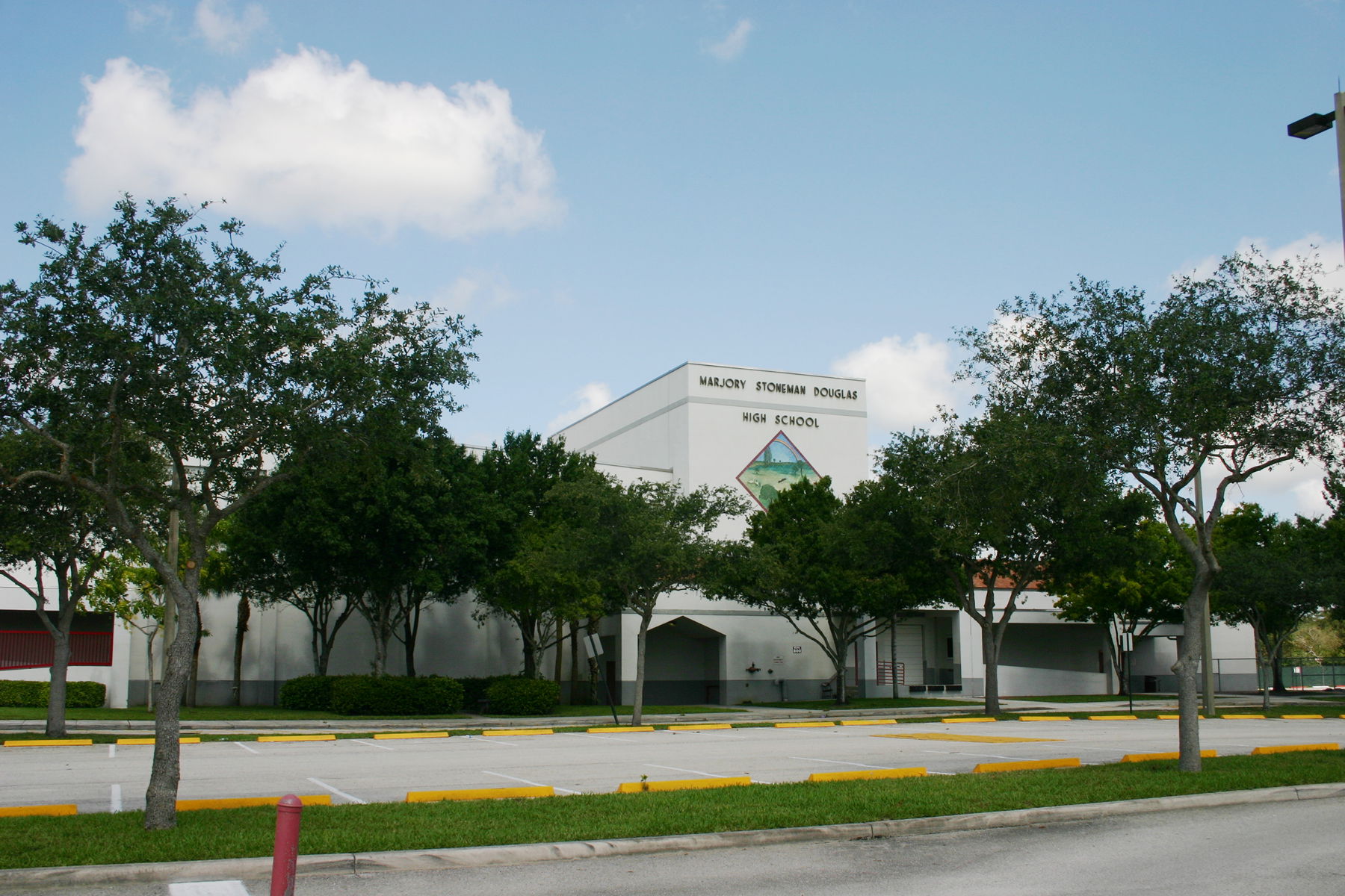 The front side of Marjory Stoneman Douglas High School, located…
