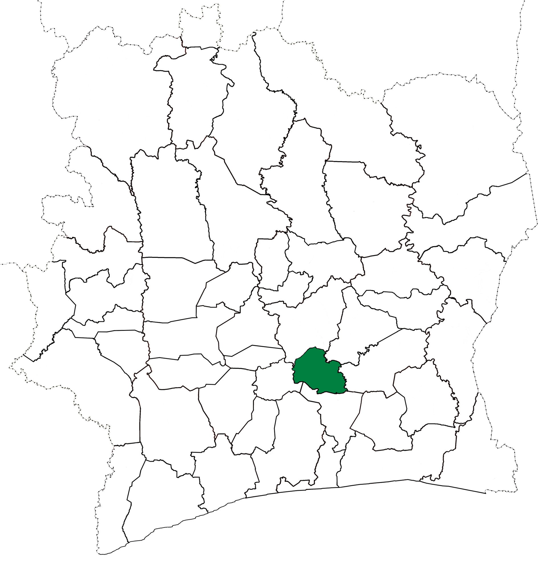 Locator map for Toumodi Department in Côte d'Ivoire when it was…