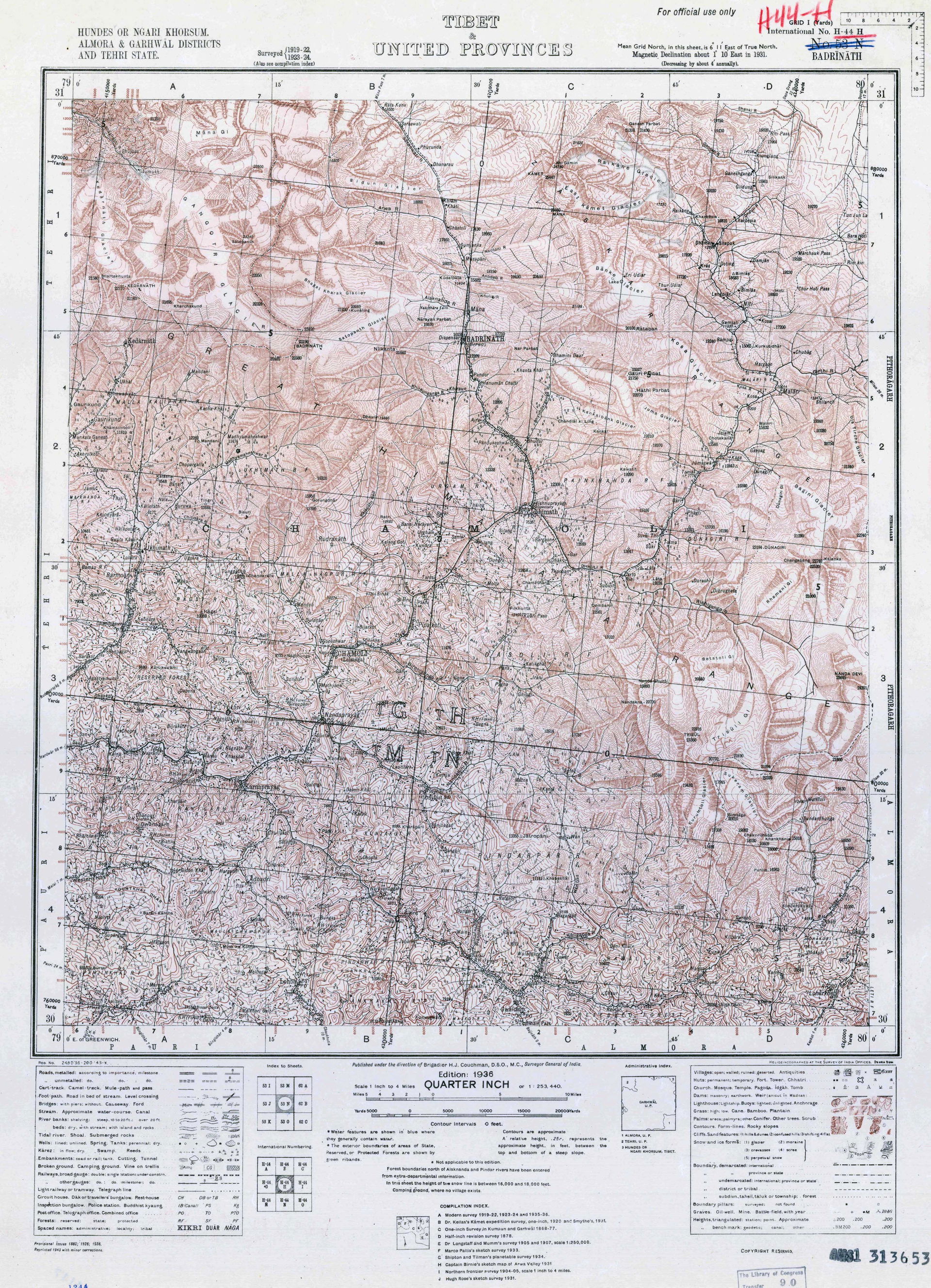 Survey of India map sheet 53 N