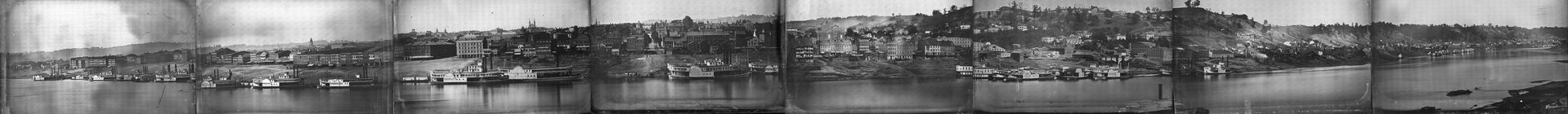 Panorama of 2 miles of the riverfront of Cincinnati, Ohio, cons…