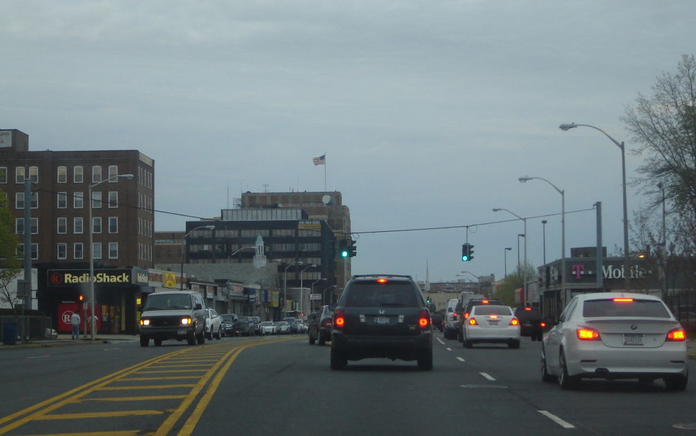 Village of Hempstead, New York as seen from eastbound Hempstead…