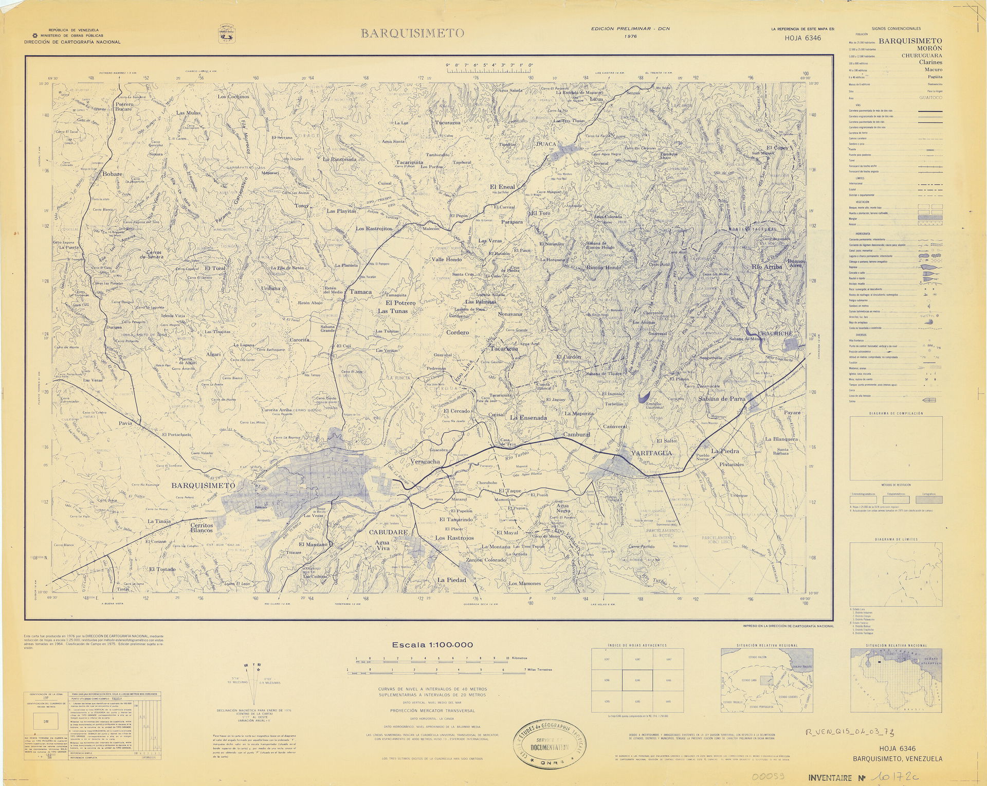Official topographic maps of Venezuela, at scale 1:100.000.