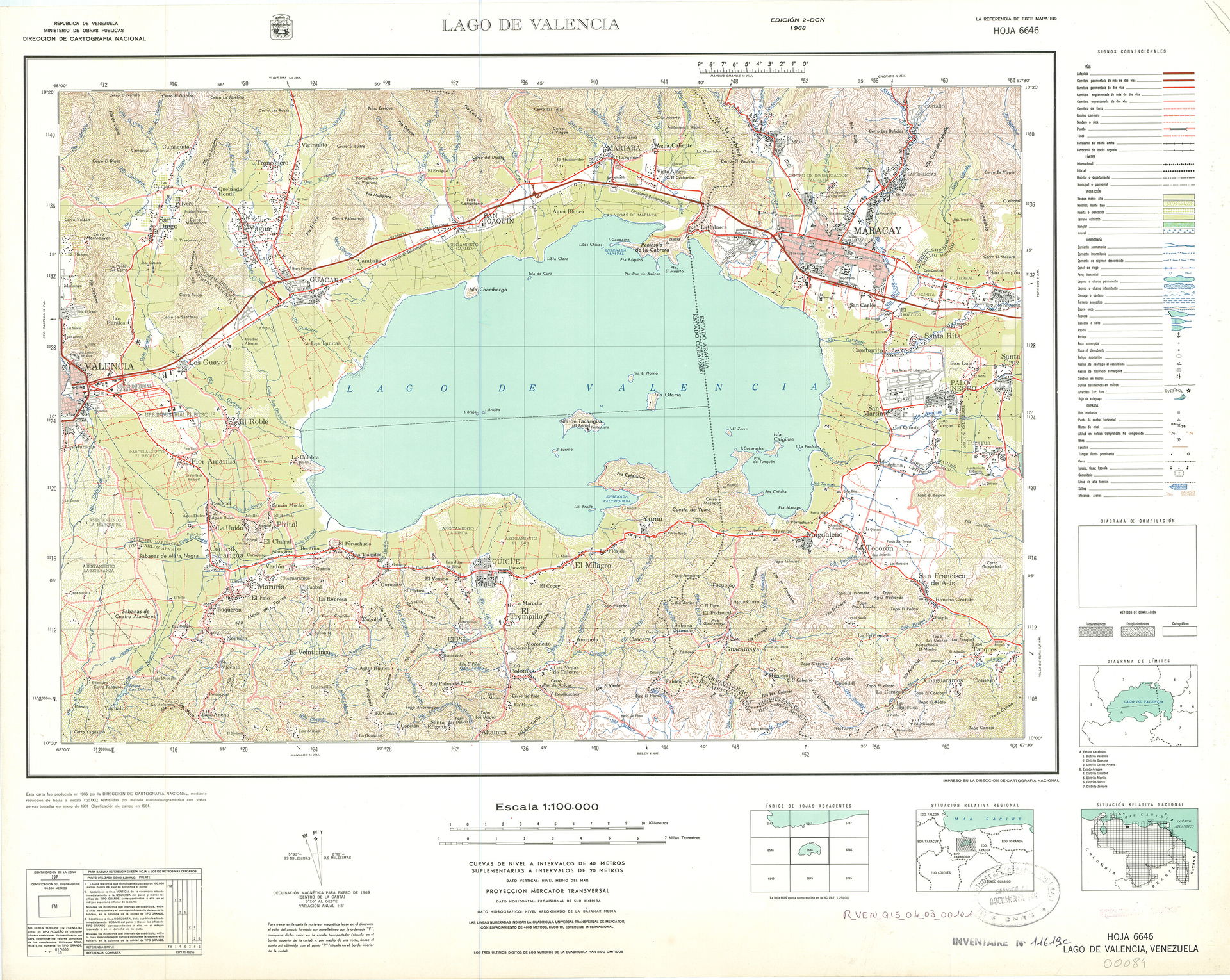 Official topographic maps of Venezuela, at scale 1:100.000.