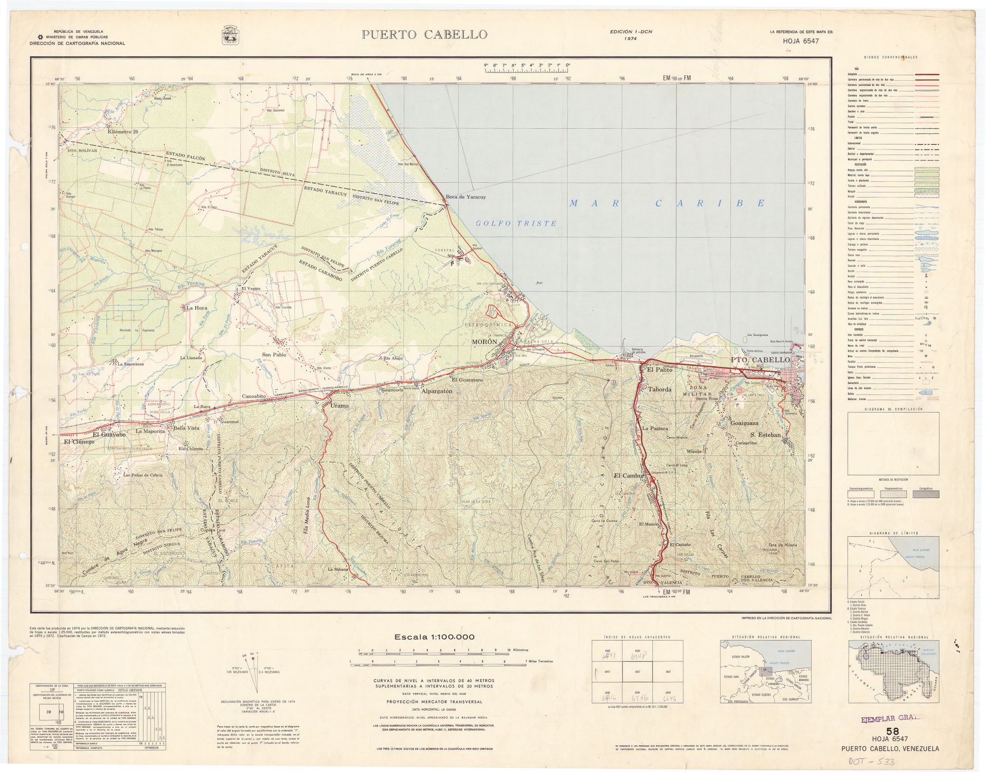 Official topographic maps of Venezuela, at scale 1:100.000.