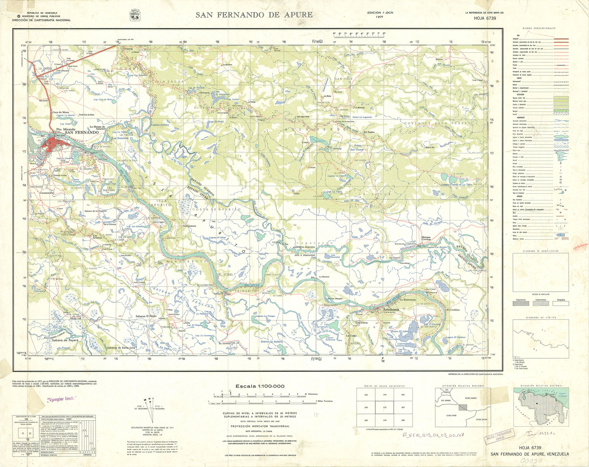 Official topographic maps of Venezuela, at scale 1:100.000.