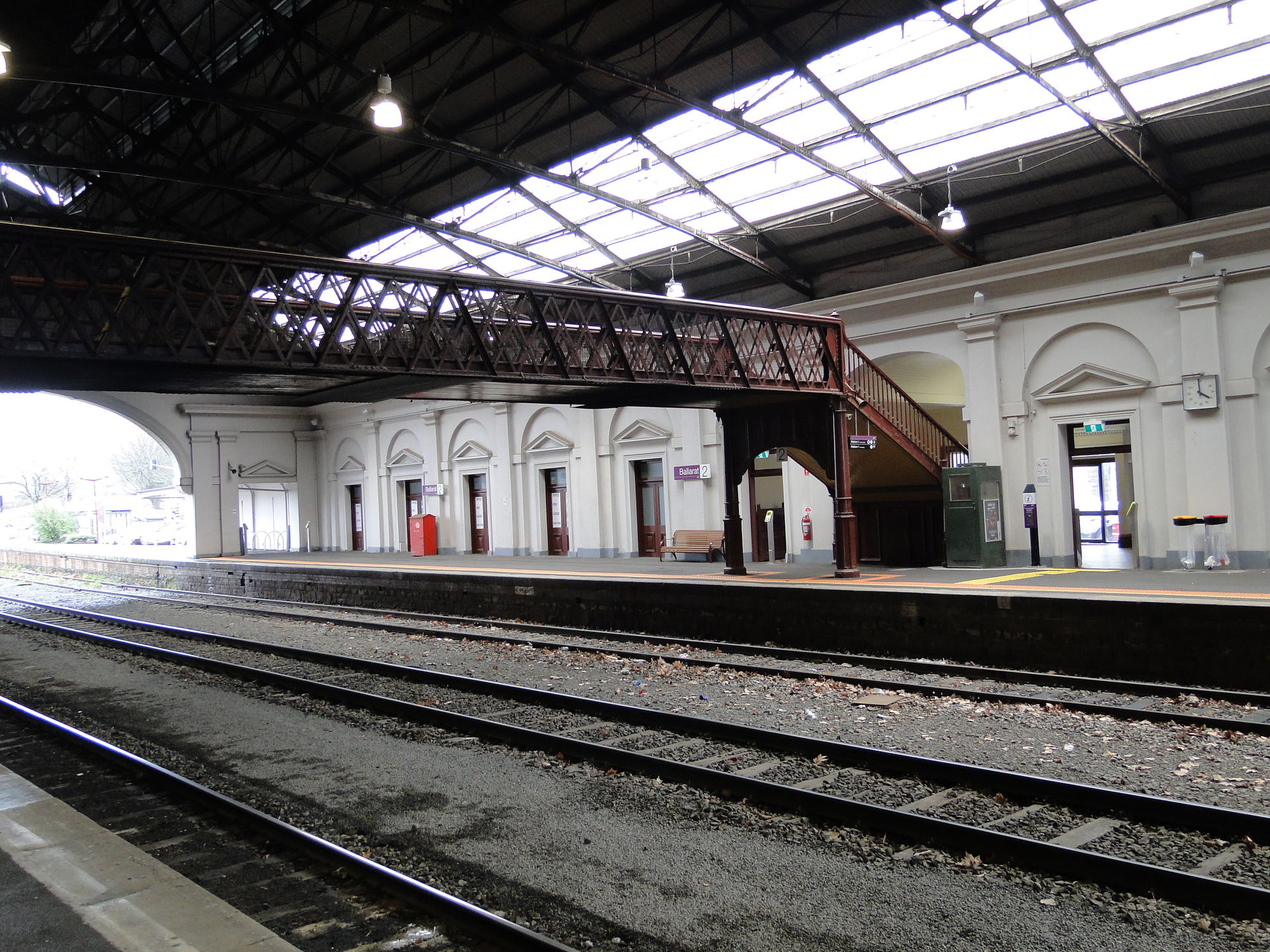 Passenger footbridge over the railway lines at Ballarat Railway…